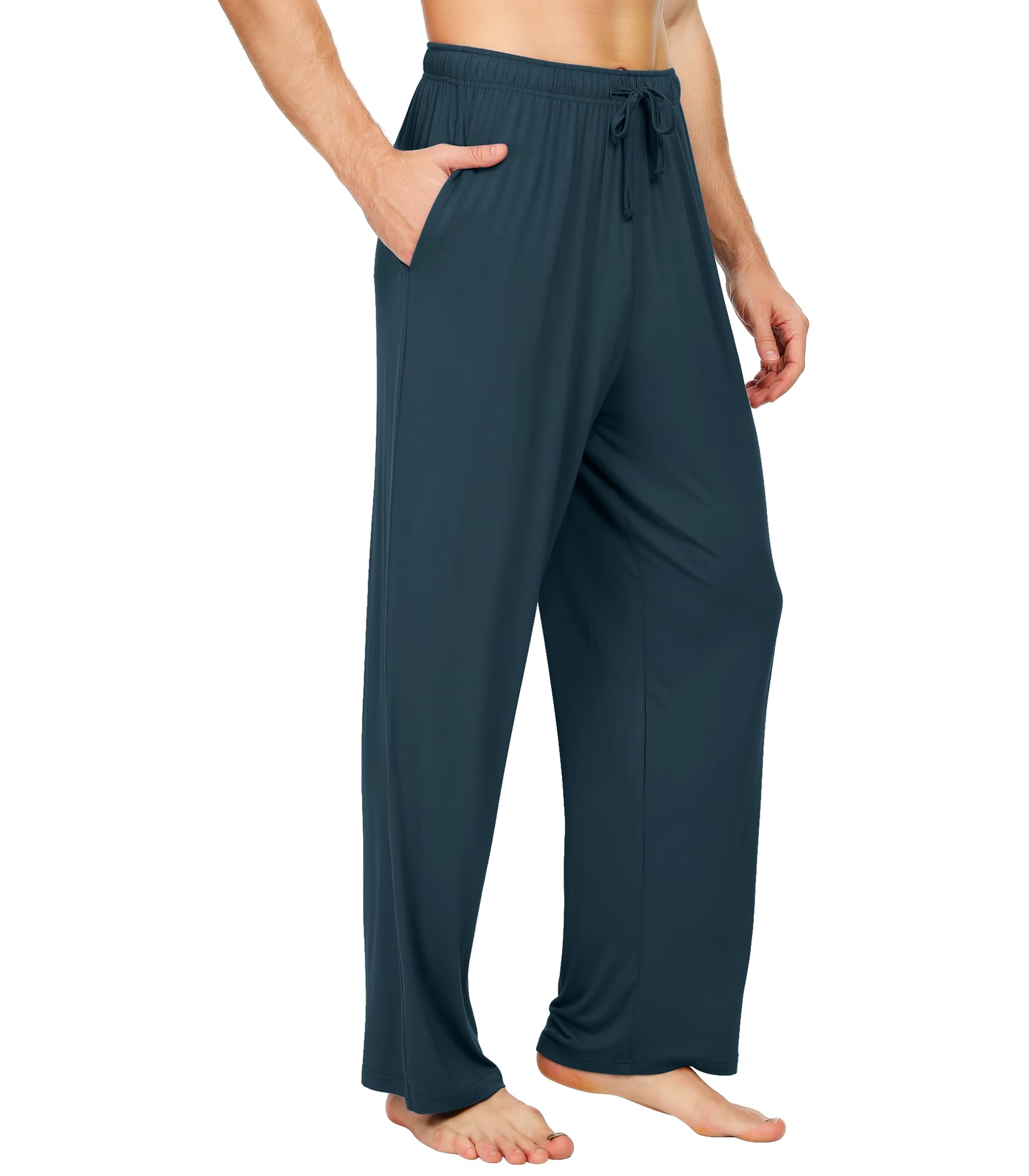 WiWi Men's Pajama Pants Soft Viscose Bamboo 1 or 2 Pack Sleep Lounge Bottoms Comfy Pj Loungewear with Pockets S-4X