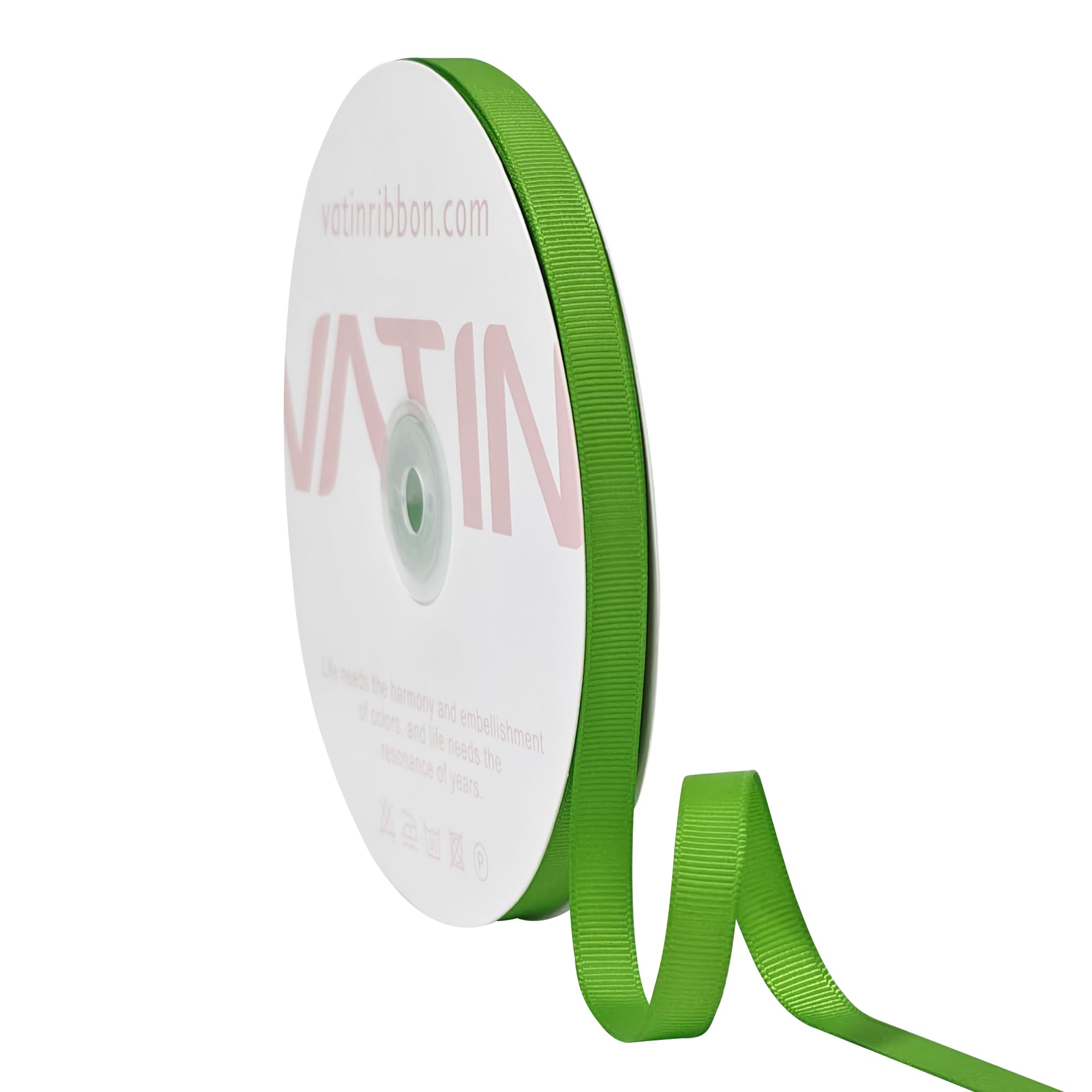VATIN Solid 10 mm X 45 Metres Apple Green Grosgrain Ribbon 45 Metres Each Roll Perfect for Crafts Wedding Decor