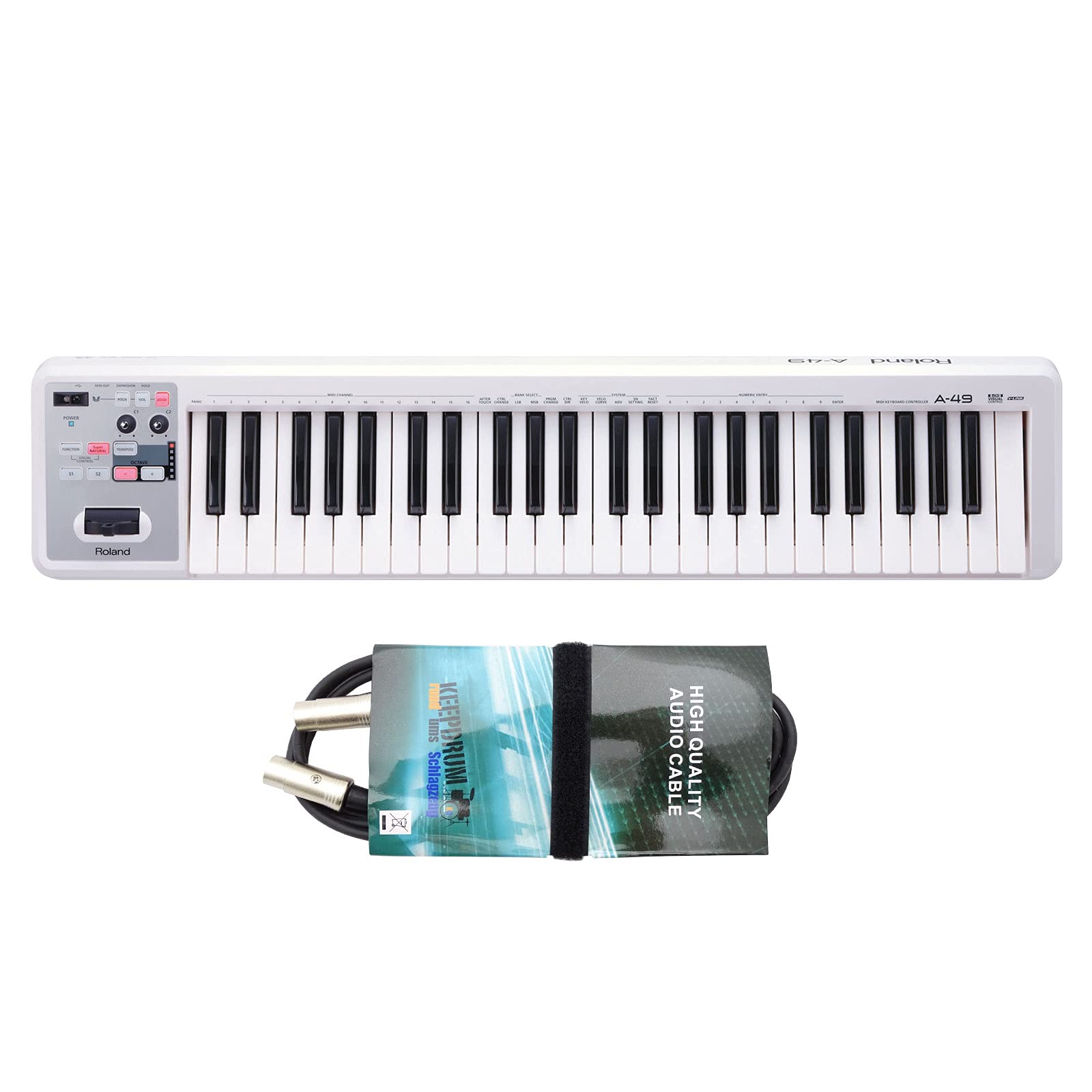 Roland A49 A-49 - Teclado MIDI (2 m, cable MIDI), color blanco