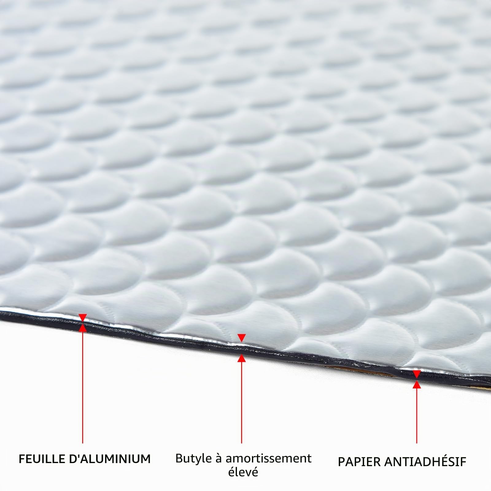 2mm 12 pièces 40×25cm, Feuille insonorisante auto-adhésive Alubutyl pour véhicule Isolation anti-vibration et acoustique (1,2 m²)