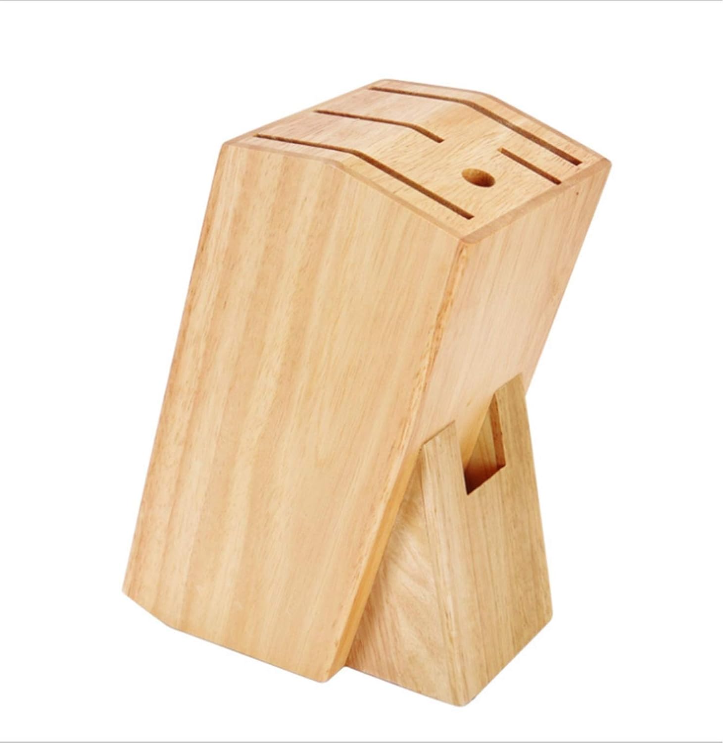 Rubber Wood Knife Block Holder without Knives for Kitchen