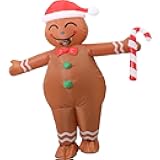 Gingerbread Man Costume Adult,Inflatable Christmas Costume,Blow Up Gingerbread Man Outfit Funny Xmas Character Costumes
