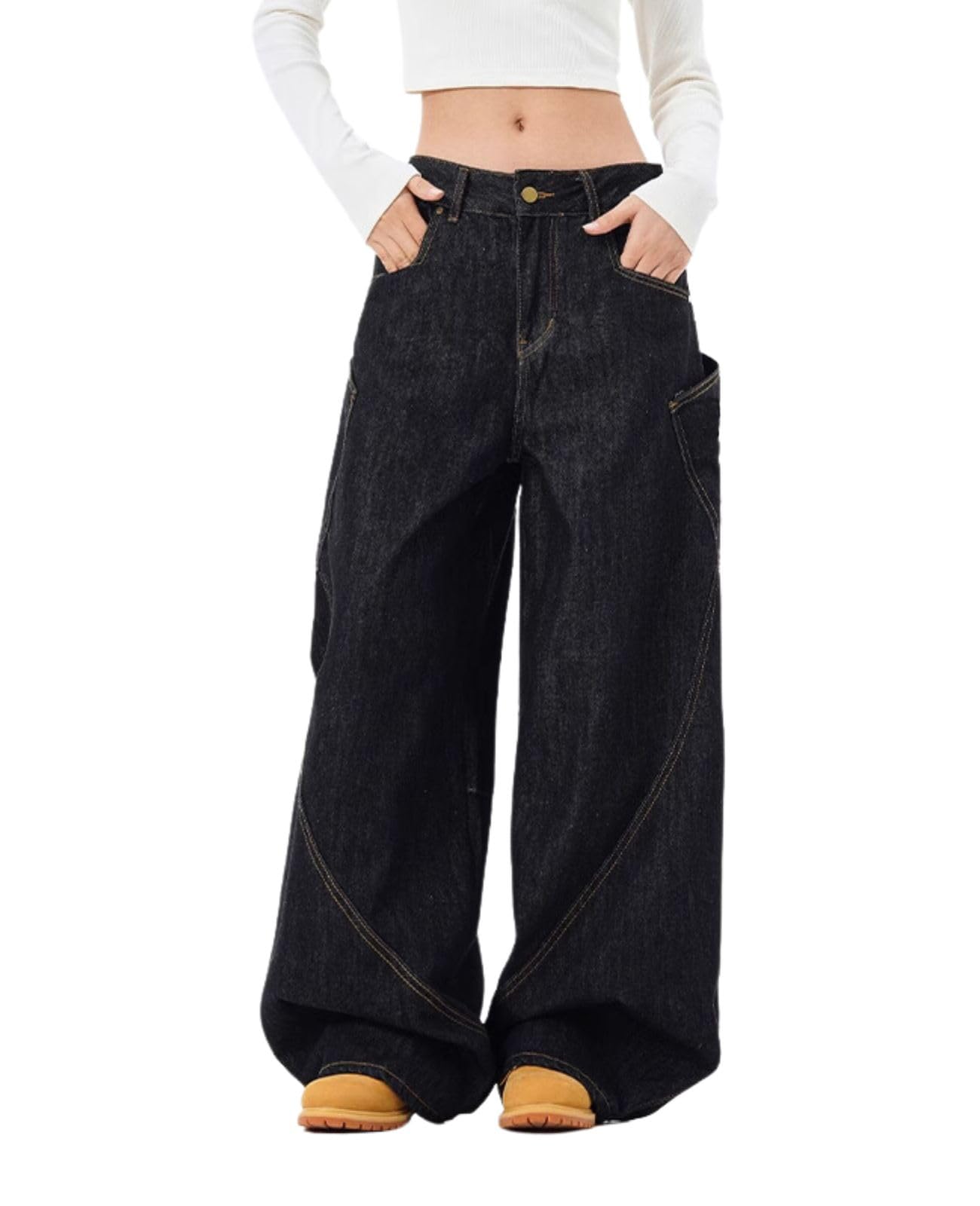 LafaguwBaggy Jeans for Woman Men High Waisted Barrel Leg Jeans Casual Loose Denim Pants Streetwear Clothes