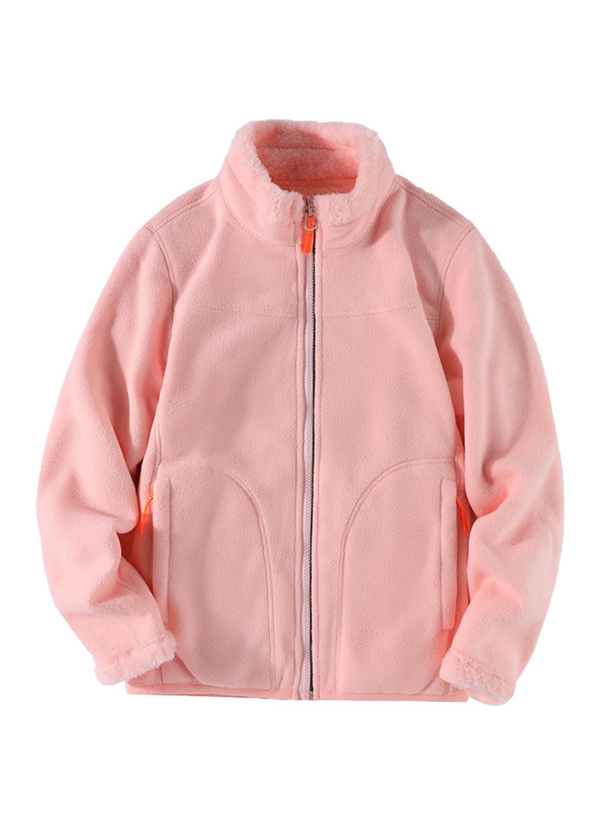 [SDGKLJ] ブルゾン ショート丈 フリース 軽量 カジュアル お出かけ ストリート ポケット付き スリム 無地 肌触り良い 防風 秋 ふんわり 女性用 前開き スタンドカラー 大きいサイズ キュート ジャケット レディース