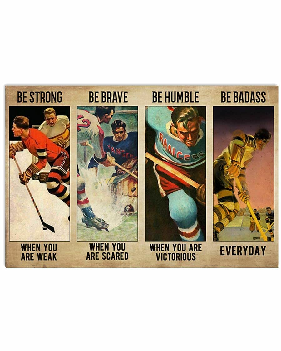 Inga Camping#A251 Ice Hockey Be Badass Poster Metal Tin Sign Poster 8X12 Inches