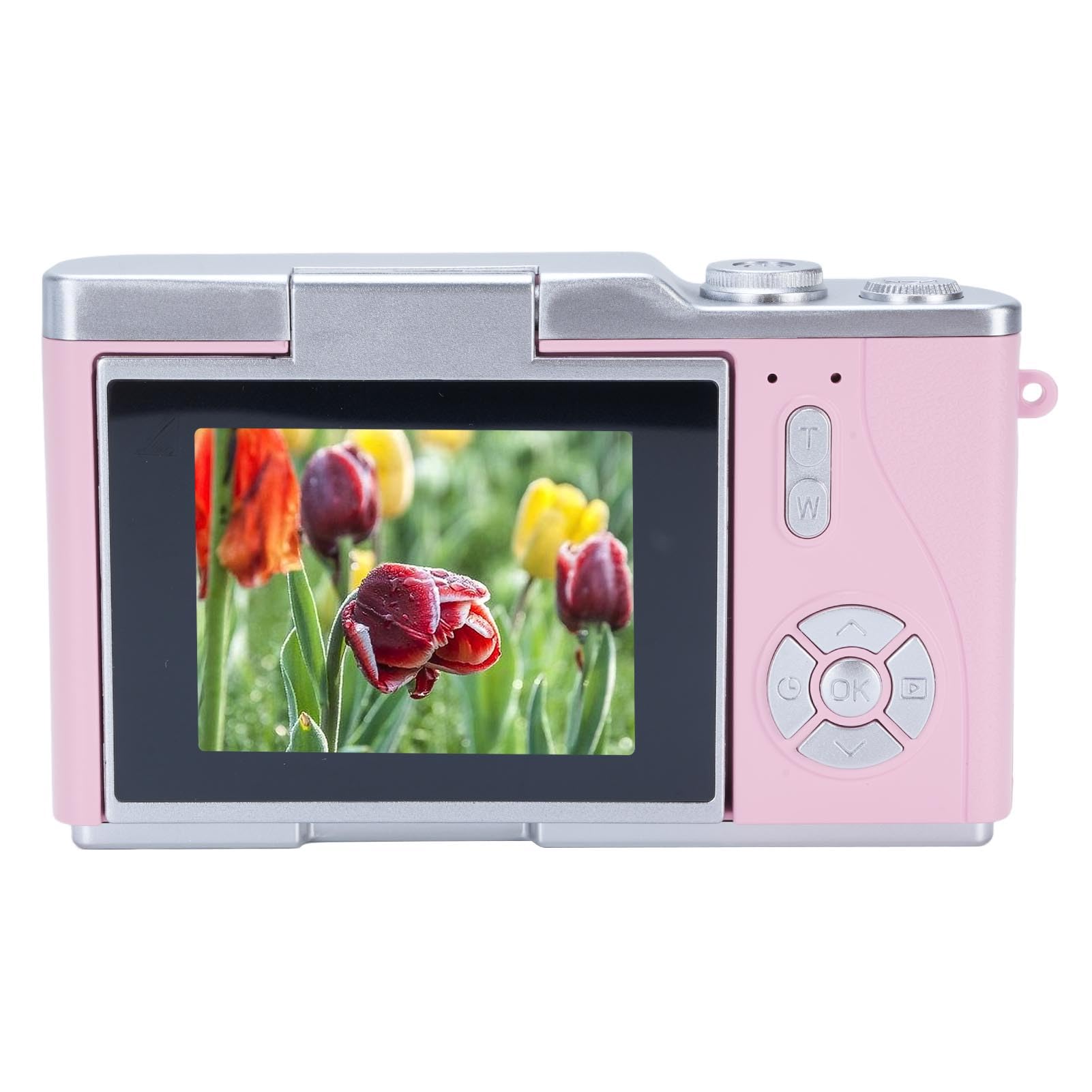 Fotocamera Fotografica Digitale 1080p 48mp da 2,4 Pollici HD Display 8x Videocamera Zoom Elettronica per Fotografia Esterna (Roseo)