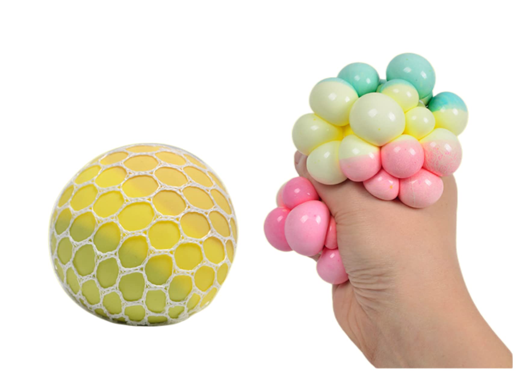 1Pcs Colored Soft Grape Mesh Pressure Balls Squeeze Change Color Balls Stress Relieve Sensory Squishy Balls Hand Exercise Bouncy Balls. (Purple or Randomly Color)