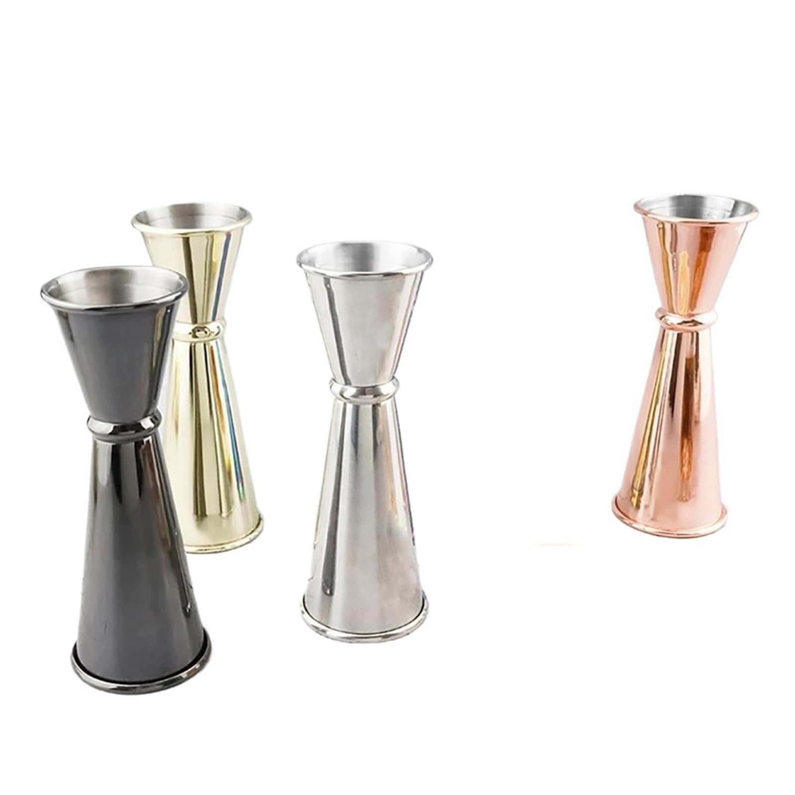Double tasse à mesurer avec mesures l'intérieur, Compatible les outils de bar des barmans(Rose Gold)