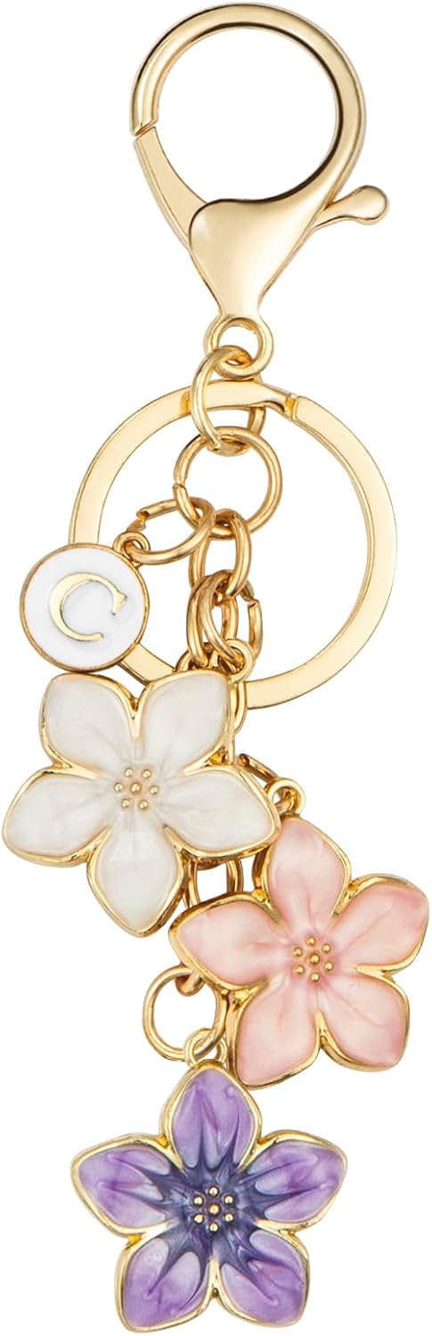 Cute Fashion Keychain Initial Letter Keys Charm Gifts for Women with Key Ring Purse Charms for Handbags