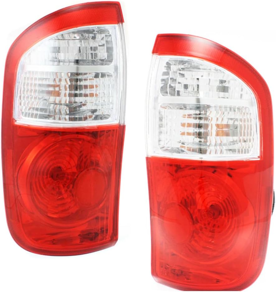 For 2000-2006 Toyota Tundra Pair Rear Tail Lights Driver and Passenger Side DOUBLE Cab; Std Bed; Clear/Red Lens TO2800153 TO2801153 | 81560-0C040 81550-0C040