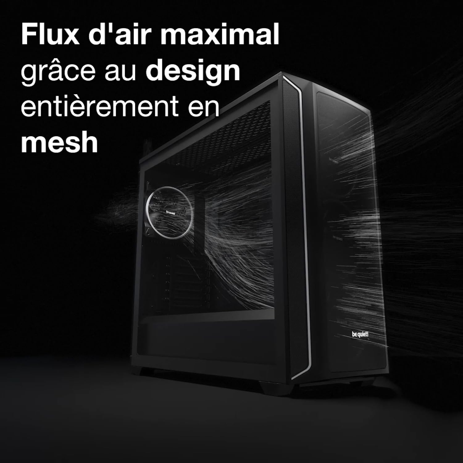 be quiet! Shadow Base 800 boîtier PC, Flux d’air Exceptionnel, 3 Ventilateurs Pure Wings 3 140 mm PWM, intérieur spacieux, Cache facilitant la Gestion des Cables, Installation Simple pour HDD et SSD
