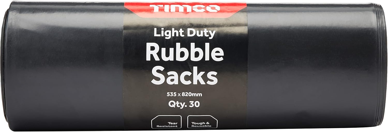 TIMCO Rubble Sacks/Rubble Bags - Super Strong and Recycled - An excellent solution for garden/rubbish clearance - Convenient and compact roll of 30 sacks - Robust bin liners.