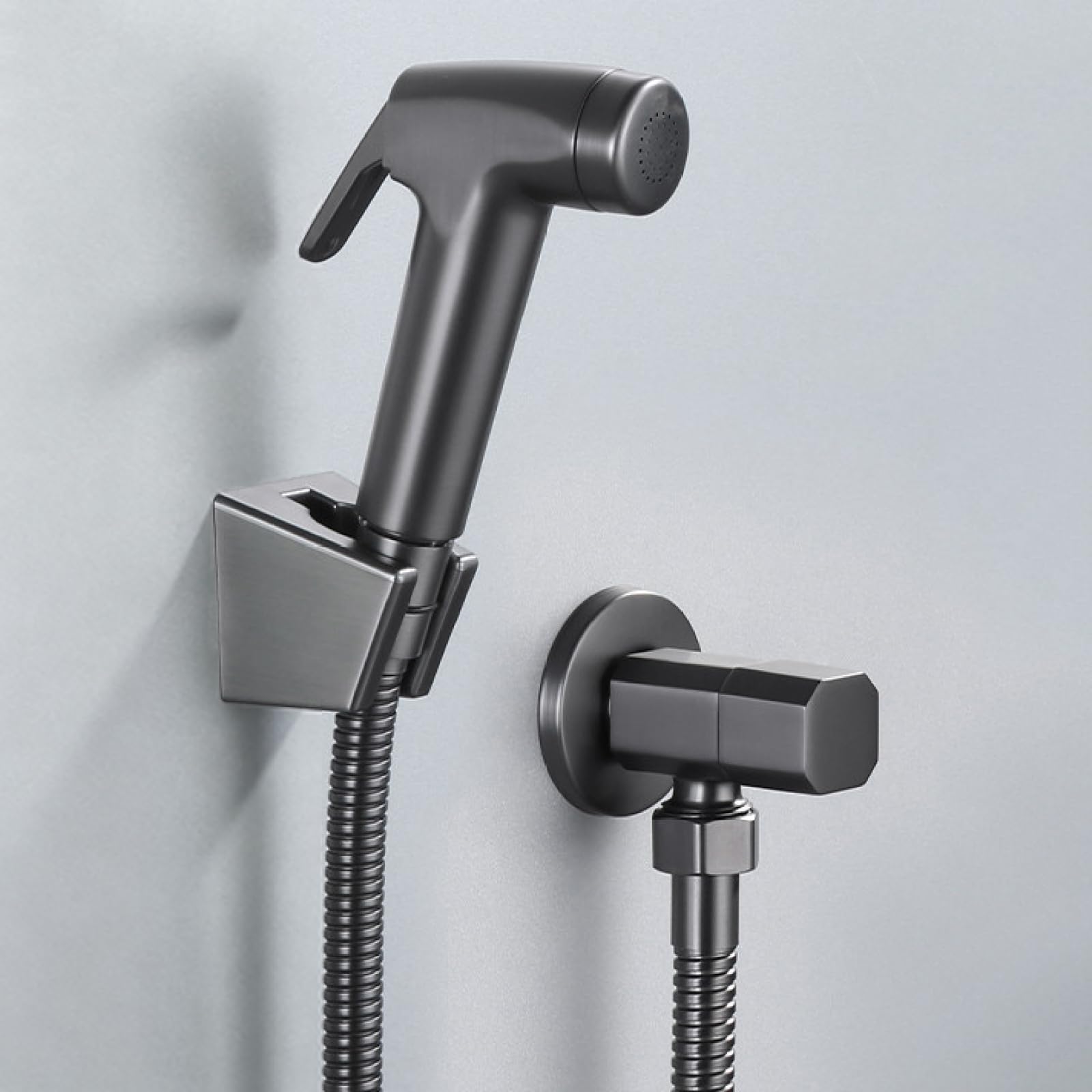 Spruzzatore portatile per bidet con soffione doccia in ottone per la pulizia del WC e lo scarico del pavimento, finitura spazzolata, facile da installare e utilizzare per l'igiene domestica