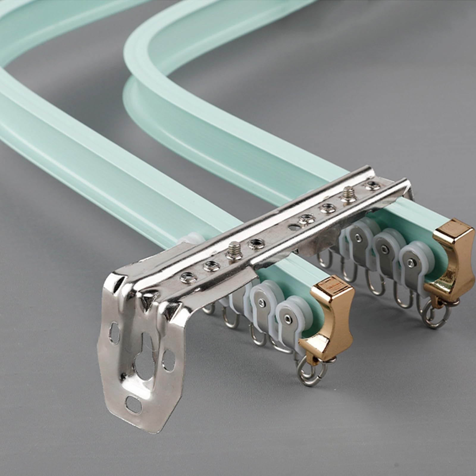 LTSRLL Aluminium Curtain Rail Flexible Curtain Double Track For Straight Or Bay Windows Shower Curtain Rods - Not Easy To Break - Easy To Bend(Color:Green-wall,Size:2.5m/8.2ft)