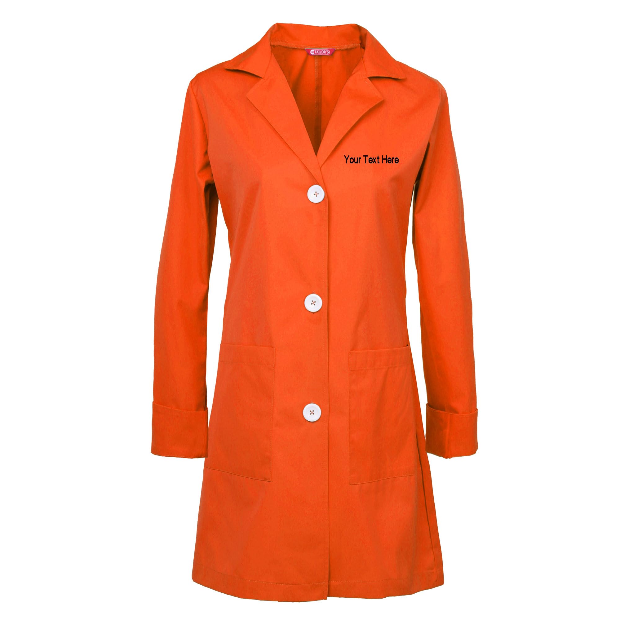 TAILOR'S Women's Personalised Embroidered Lab Coat Orange