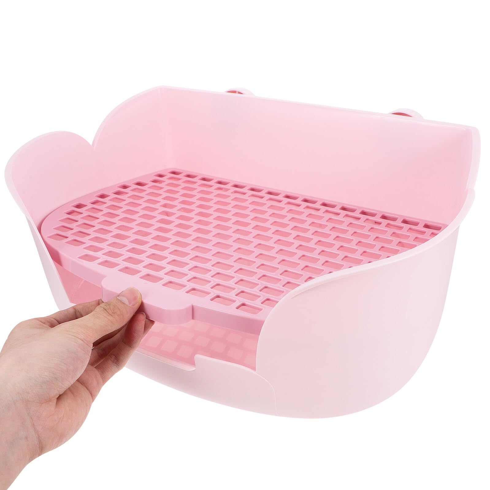 SHINEOFI Große Kaninchentoilette aus Abs mit Netzboden und Filtersockel Kleintierstreu Wc für Kaninchen Meerschweinchen Hamster und Frettchen Innenbereich