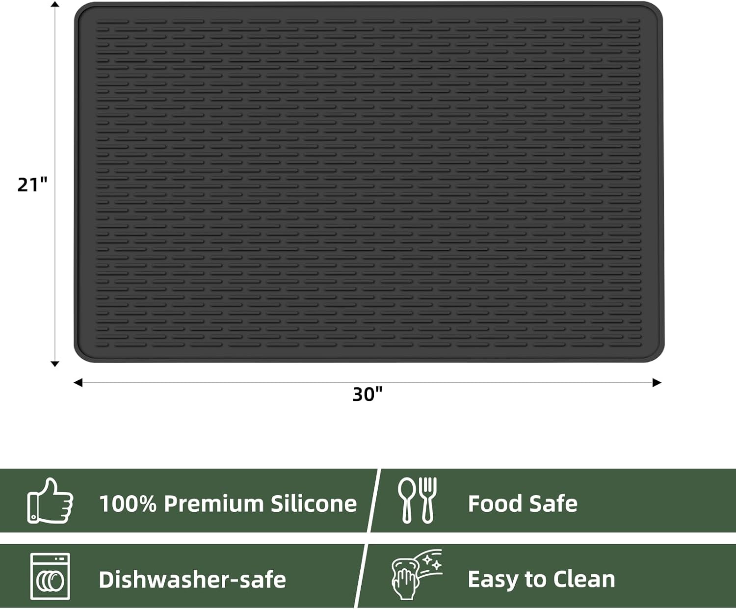 LONGKING 30" x 21" Stove Top Cover for Electric Stove - Silicone Stove Mat for Glass Top Stove, Glass Cooktop Protector, Dish Drying Mats For Kitchen, Range Covers for Electric Stove, Black