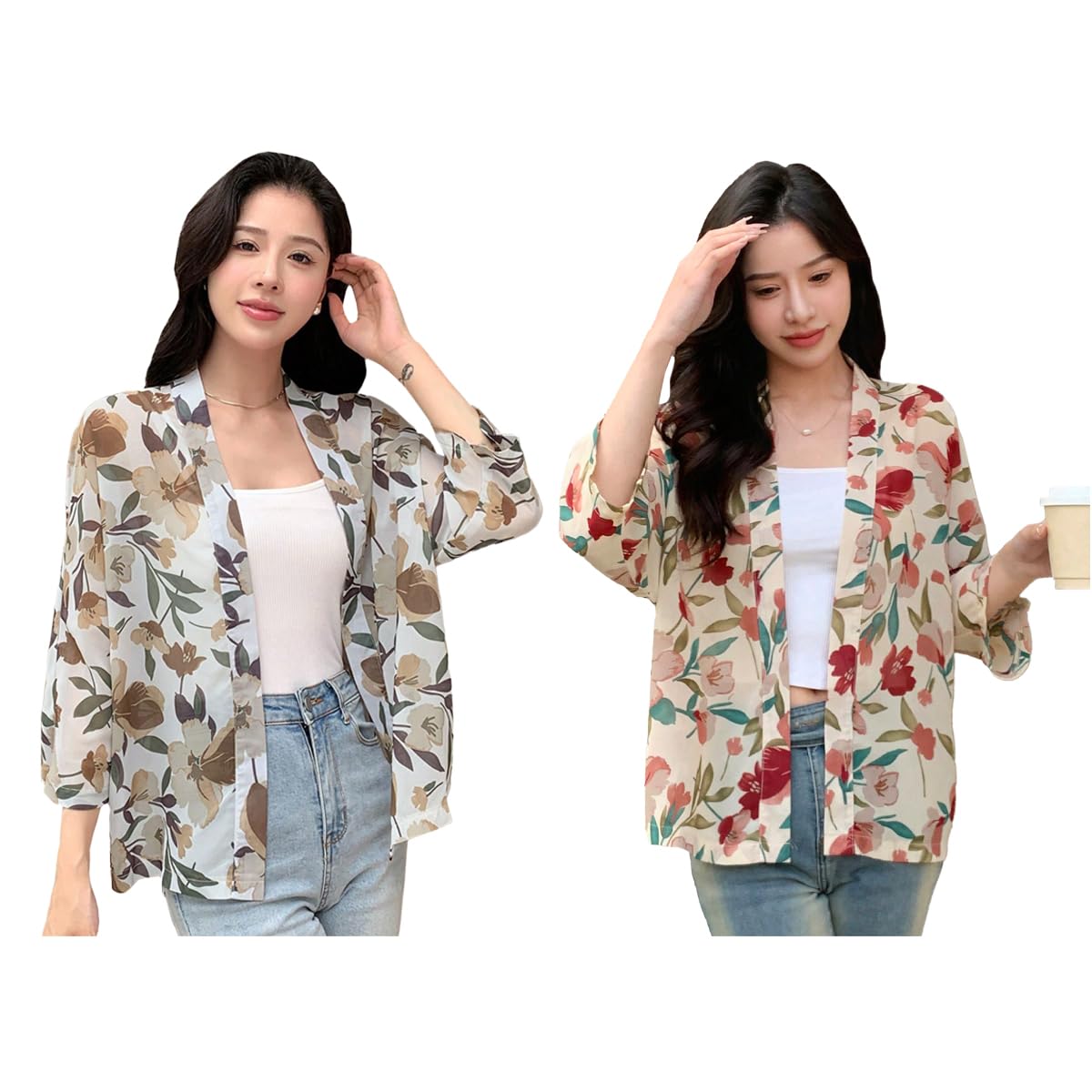 TOPLOT Women's Shrug | Stylish Layering Top | Floral Design Shrug | Easy Wear Structure | Trendy Look Styling | Versatile Casual & Everyday Fashion| Available in Pack of 2 (5148)