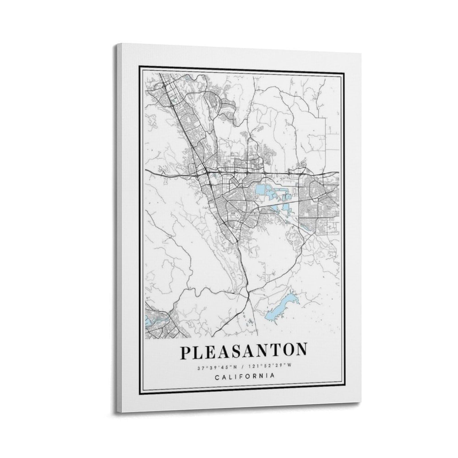 xiaoxiaoshen Pleasanton California Map Canvas Poster Wall Art Prints Room Aesthetic Murals Bedroom And Living Decorations 20x30inch(50x75cm)