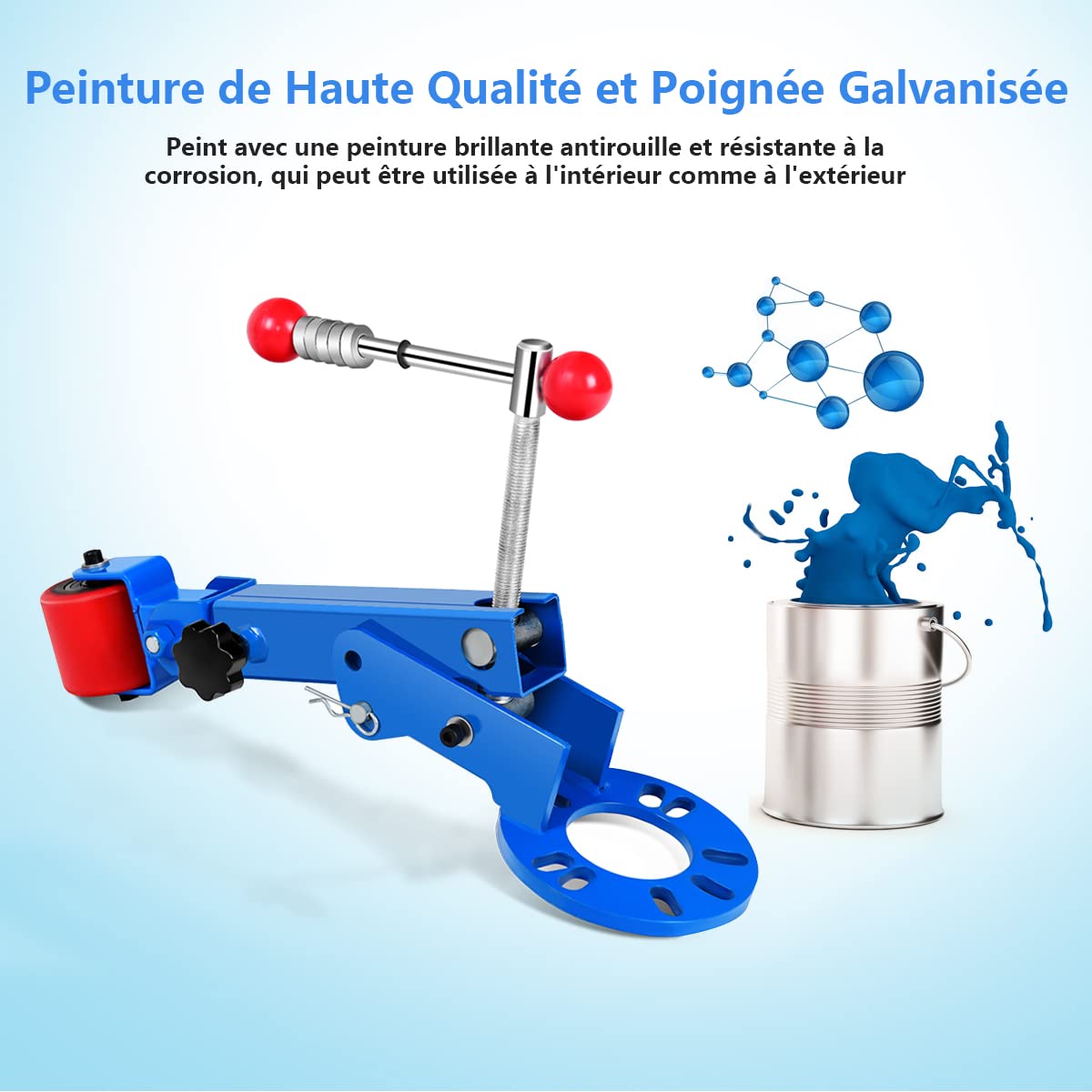COSTWAY Outil de Réparation de Garde-boue Cadre en Métal, Fender Roller Reformage Extension avec Bras Réglable 180° et 22,9-36CM pour Entretien Automobile, Bleu