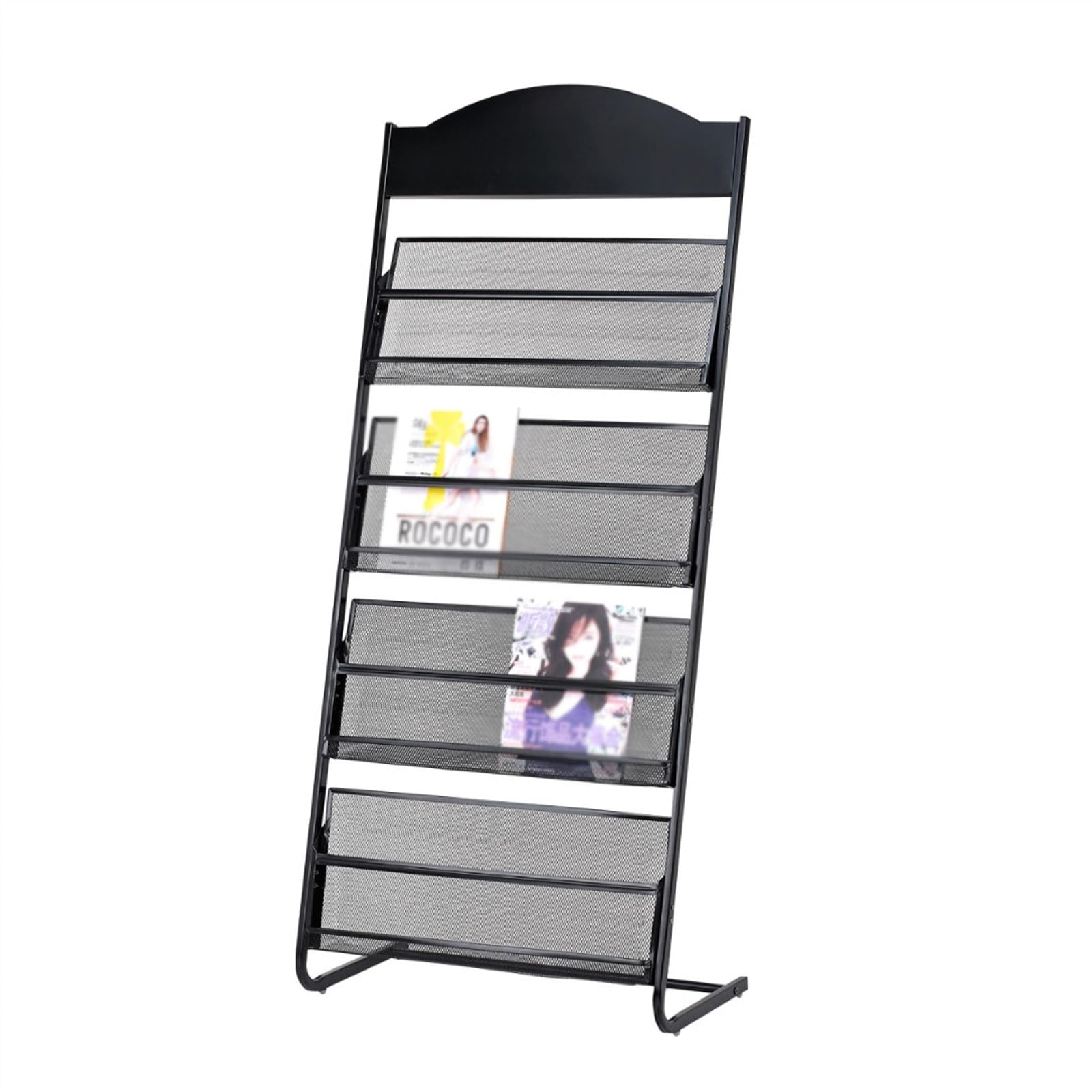ASerZenith Floor Newspaper Rack Floor-Standing Magazine Rack Information Rack Storage Rack 4-Layer Newspaper Display Rack Metal Manual Book Rack for Exhibitions, Office Floor-Standi (Black)