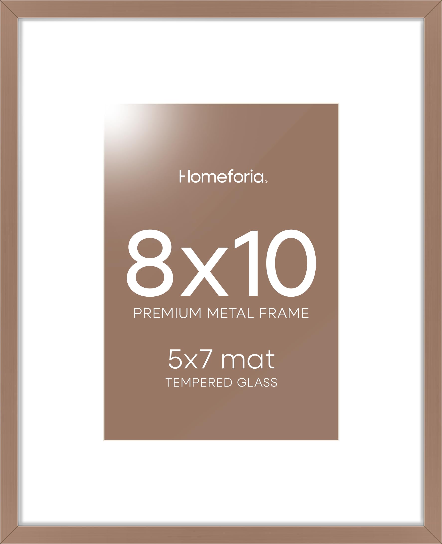 Homeforia 8x10 Mocha Picture Frame, High-End Metal, 5x7 Mat, Glass | High End Aluminum, Tempered Glass, Acid-Free 5x7 Removable Mat, 8x10 in Edge-to-Edge Display 10x8, Wall Kit, Set Of 2