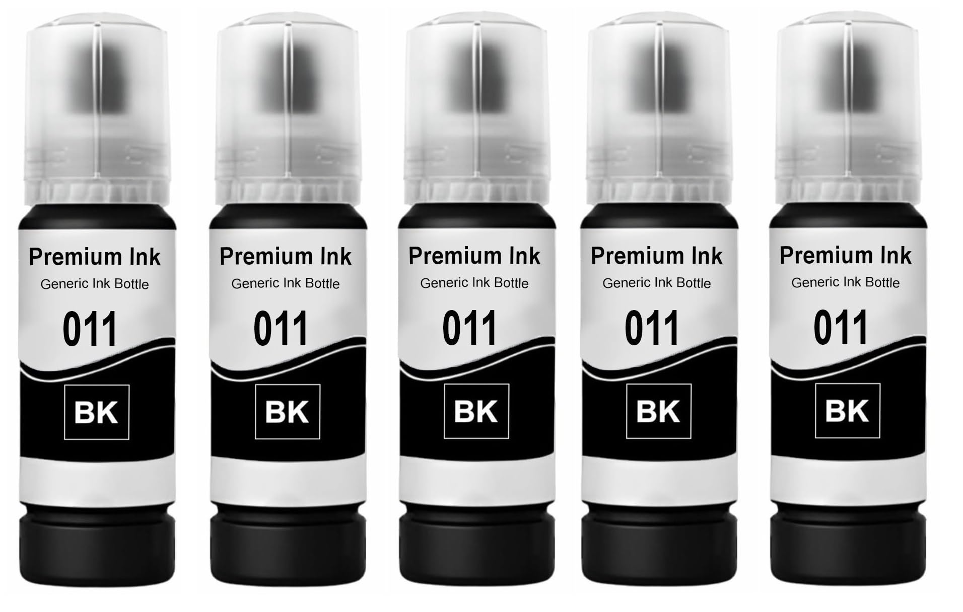 CANOFF 011 & 012 Refill Ink Bottle Compatible with Epson Model L8180 and L8160 Printer (011 Black Ink 5pc.)