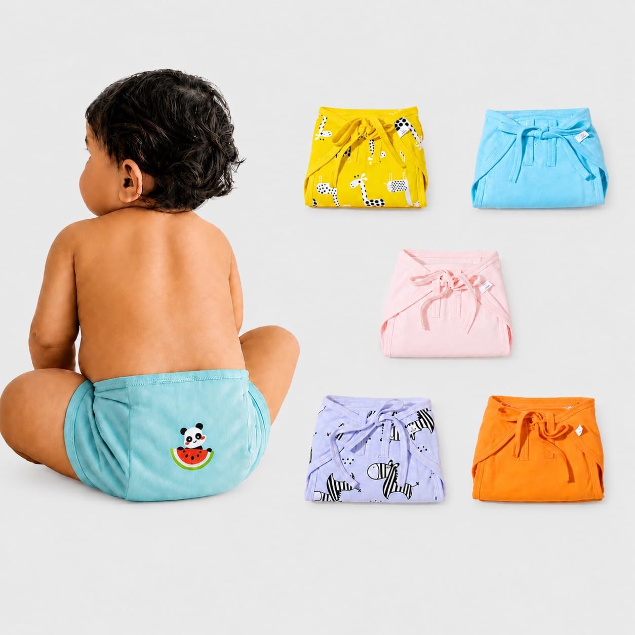 Snugkins 100% Cotton Nappy Large Size (5-10Kg) Pack of 5 - Multicolor-image-40