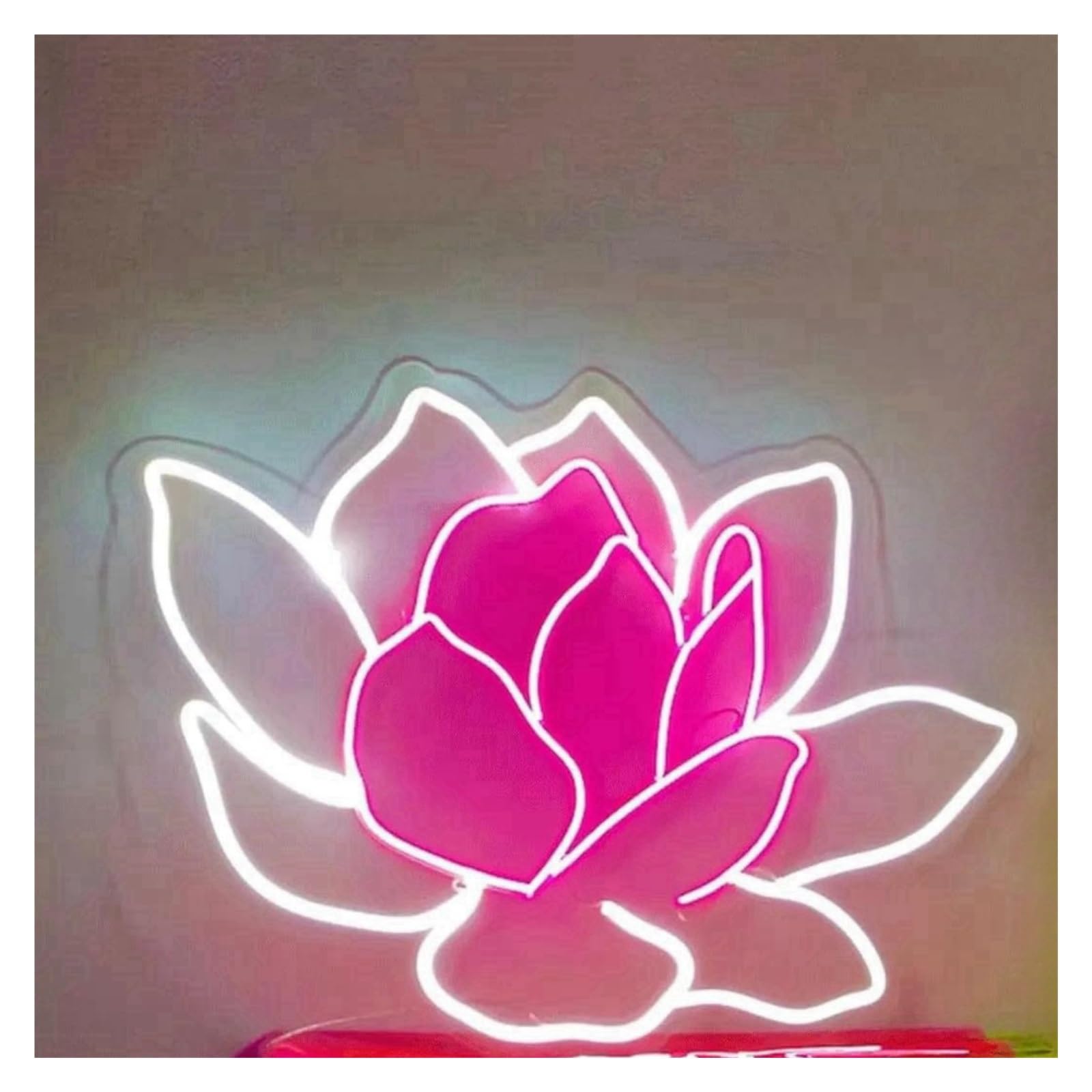 LEMST Signs Lamp Lotus Flower Neon Sign USB Powered Adjustable Brightness Custom Neon Lights for Home Wall Decor 30cmx40cm(A)