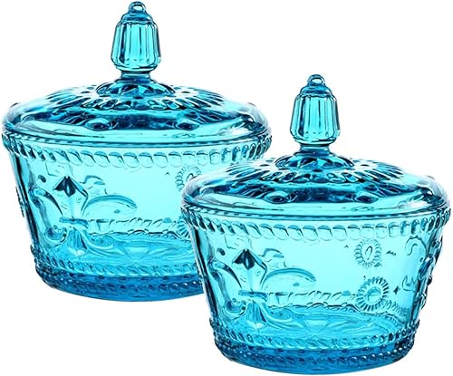 Miniatura 11 de Juego de 2 tarros de cristal verde nostálgico nostálgico europeo con tapa Verde-2pcs,Azul,azul,2 unidades,Verde,Rosado,Rosa-2