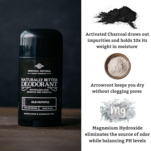 Miniatura 3 de MNSC Old Faithful - Desodorante de magnesio y carbón activado, fórmula para piel sensible, sin aluminio, sin bicarbonato de sodio, totalmente