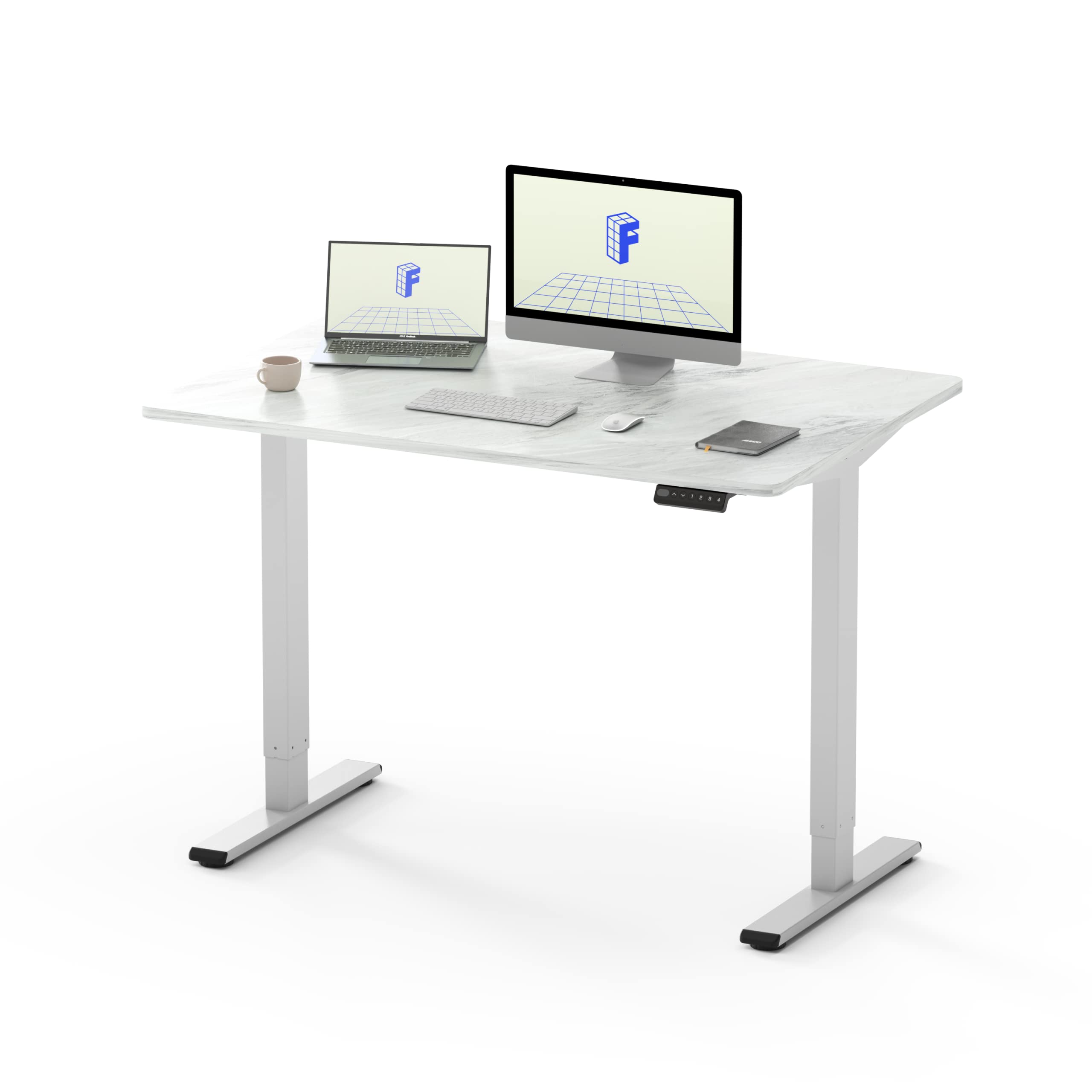 FLEXISPOTEN1 Height Adjustable Standing Desk 48 x 24 Inches Whole-Piece Desktop Ergonomic Memory Controller Electric Stand Up Desk (White Frame + 48" White, 2 Packages)