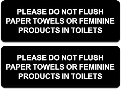 Bodicarson Please Do Not Flush Paper Towels or Feminine Products in Toilets Sign, 3