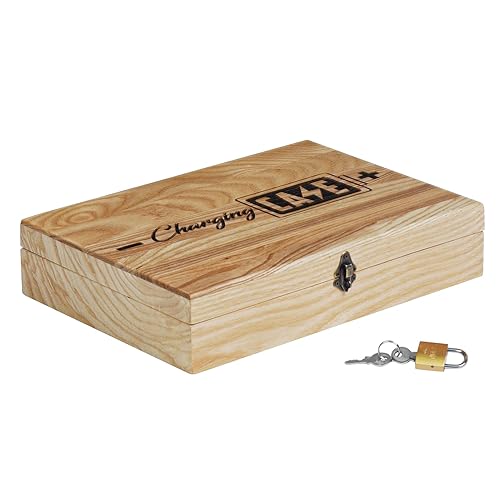Miniatura 1 de Wood Phone Lock Box, Family Phone Lock Up, Wooden Cell Phone Charging Case, Cell Phone Time Out, Cell Phone Charging Station, Wooden Crate, Wood