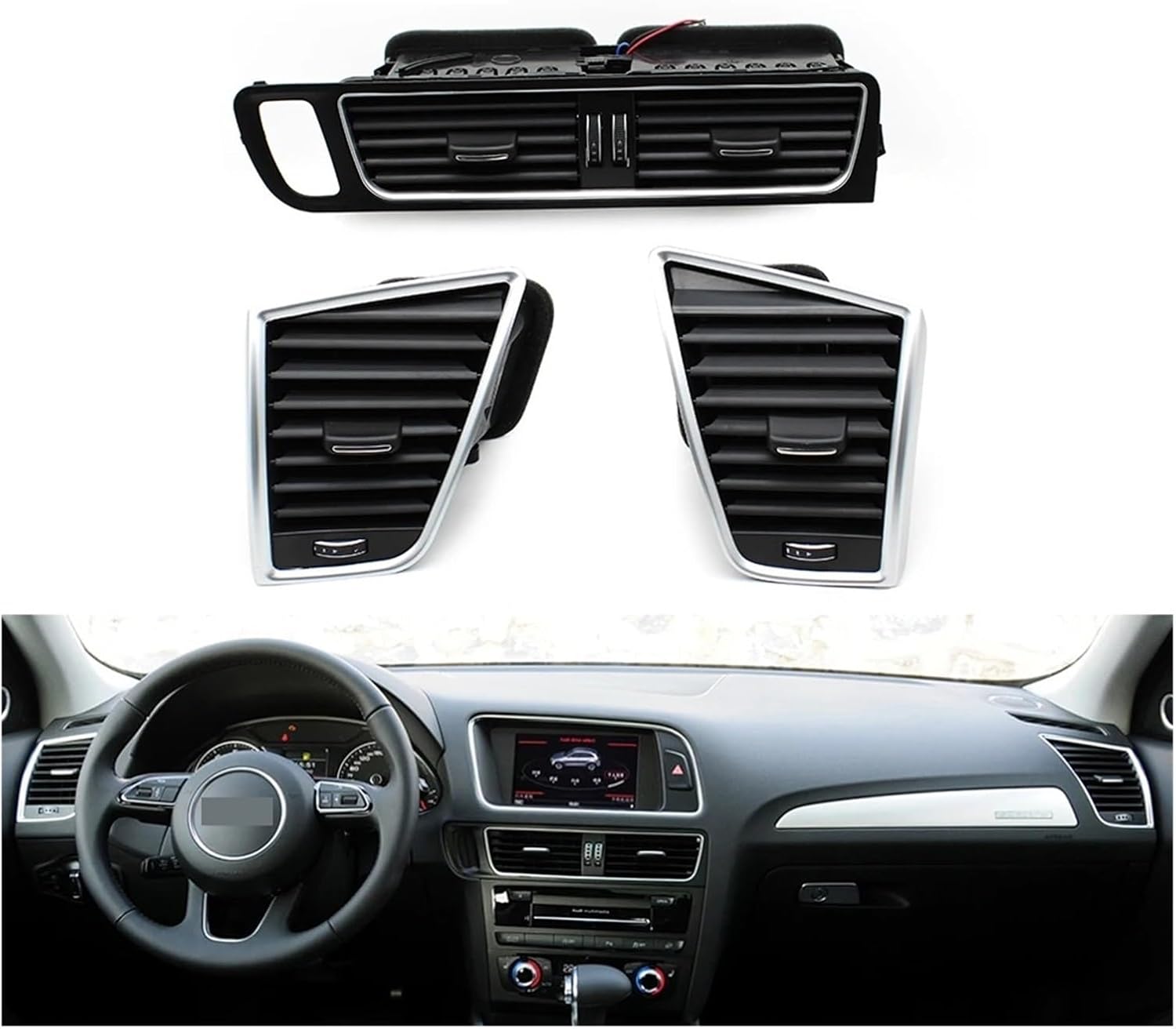 LHD Front Dashboard Left Right Middle Air Conditioner Vent Grille Outlet Assembly Fit For Audi Q5 2009-2018 8R1820951 8R1820901 Car air vent replacement(LHD-Right)