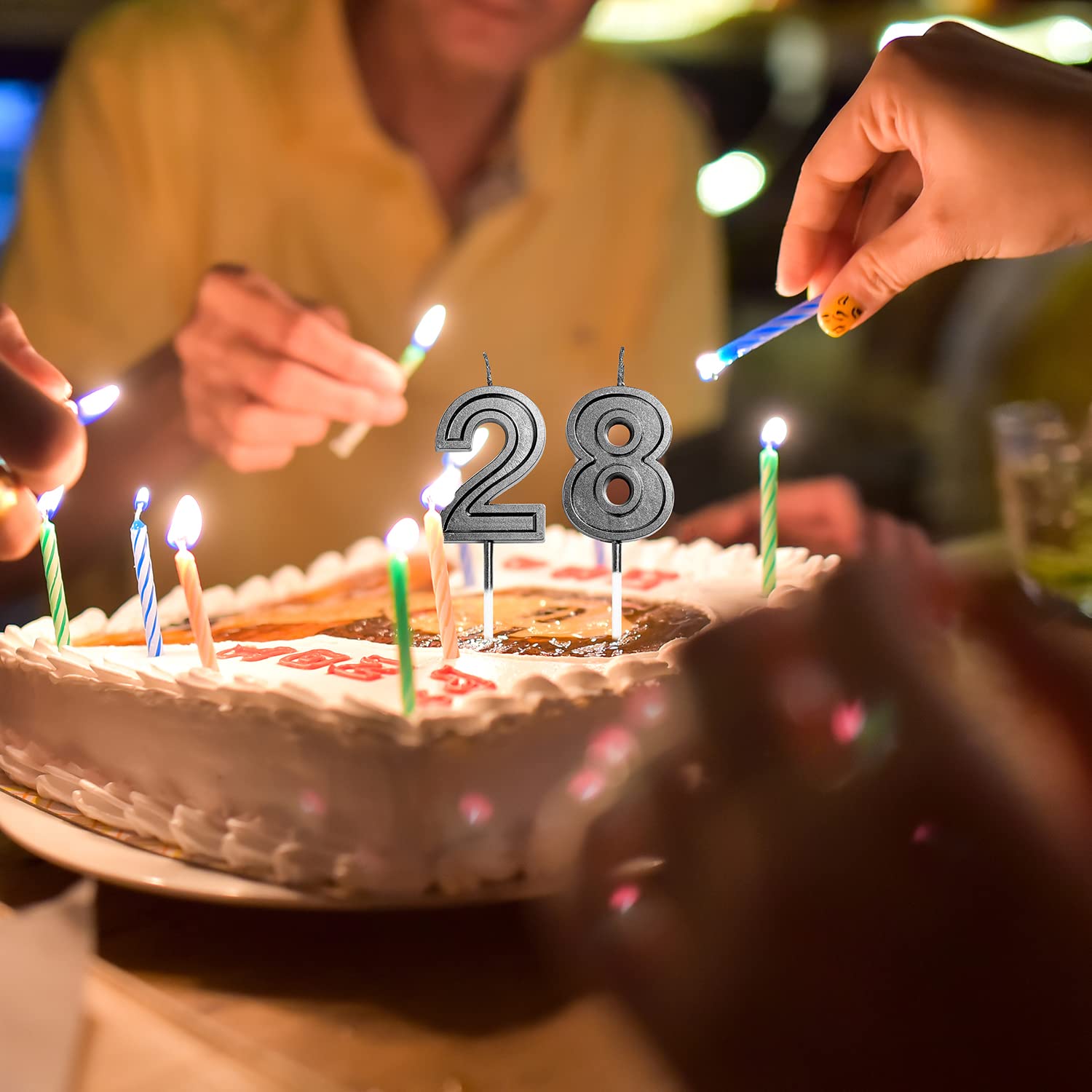 VSHILI 28歳 82歳の誕生日キャンドル、ピンク 82 28歳の数字の