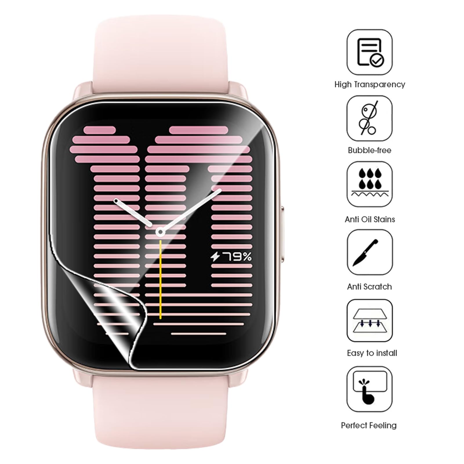 3 Pellicole Protettive Per Amazfit Active - TPU, Anti-graffio, Trasparenti - Foto 6