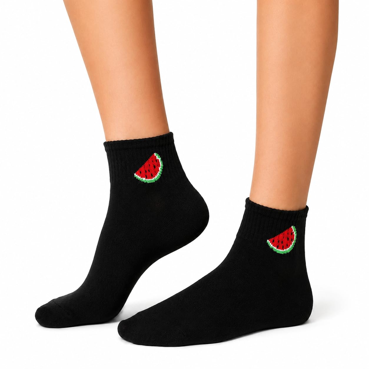 Watermelon Ankle Socks – Black Casual Fun-image-34