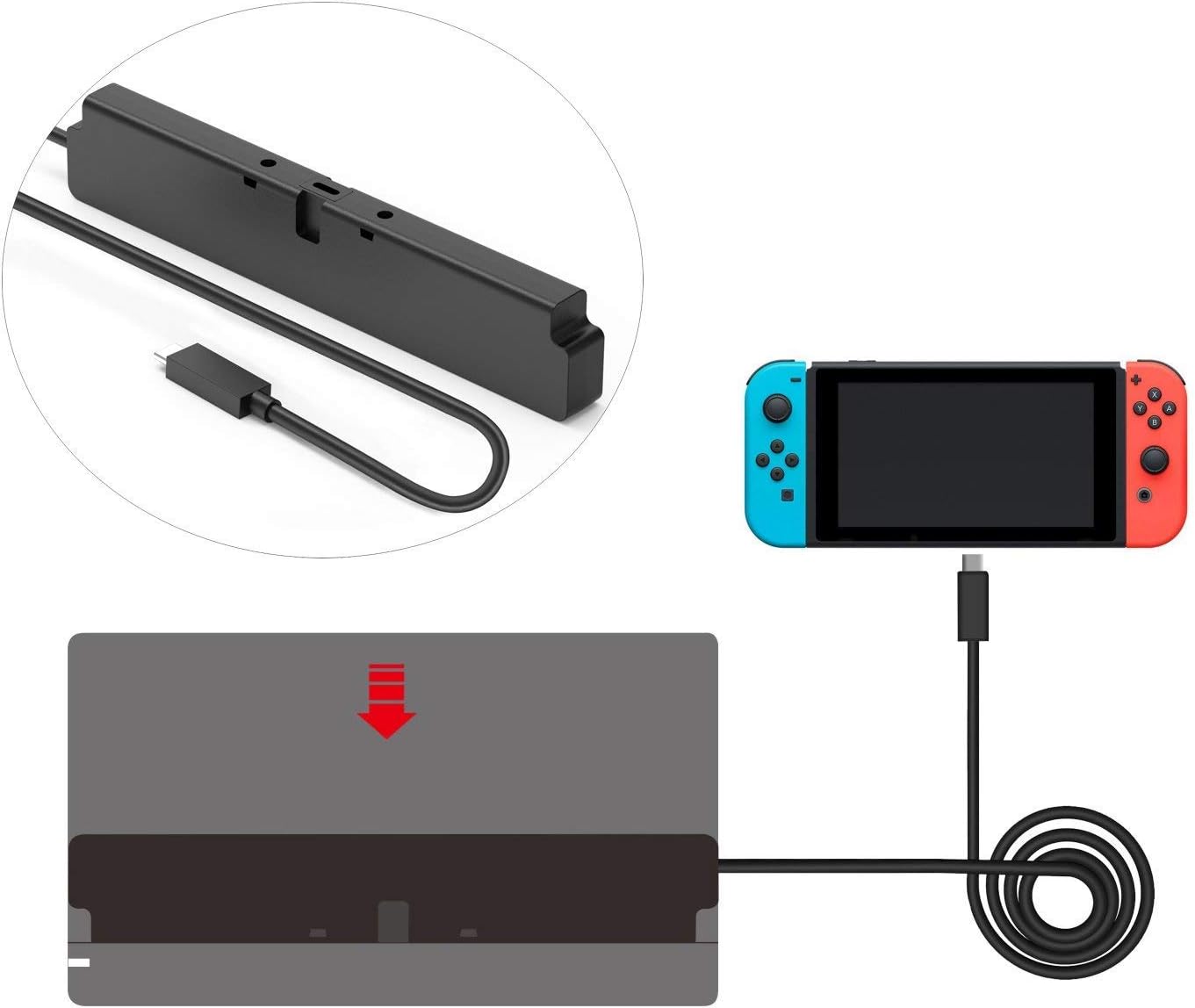 Extension Cable for Nintendo Switch Dock, Support 10 Gbps Data Transfer Rate - 2 feet