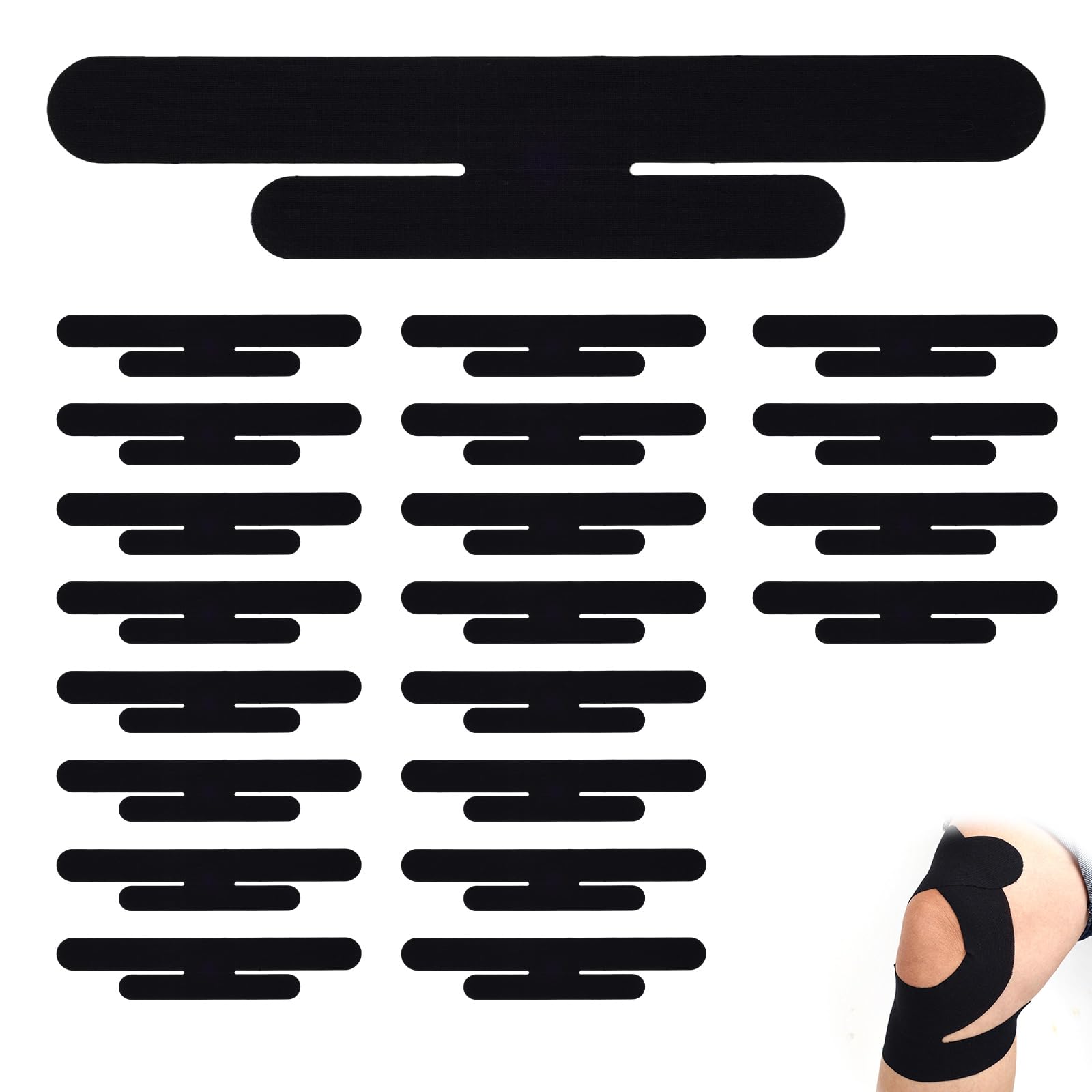 20pcs Precut Kinesiology Tape for Knees Breathable Kinetic Sports Patch Waterproof Latex Free Athletic Muscle Tape Elastic Compression