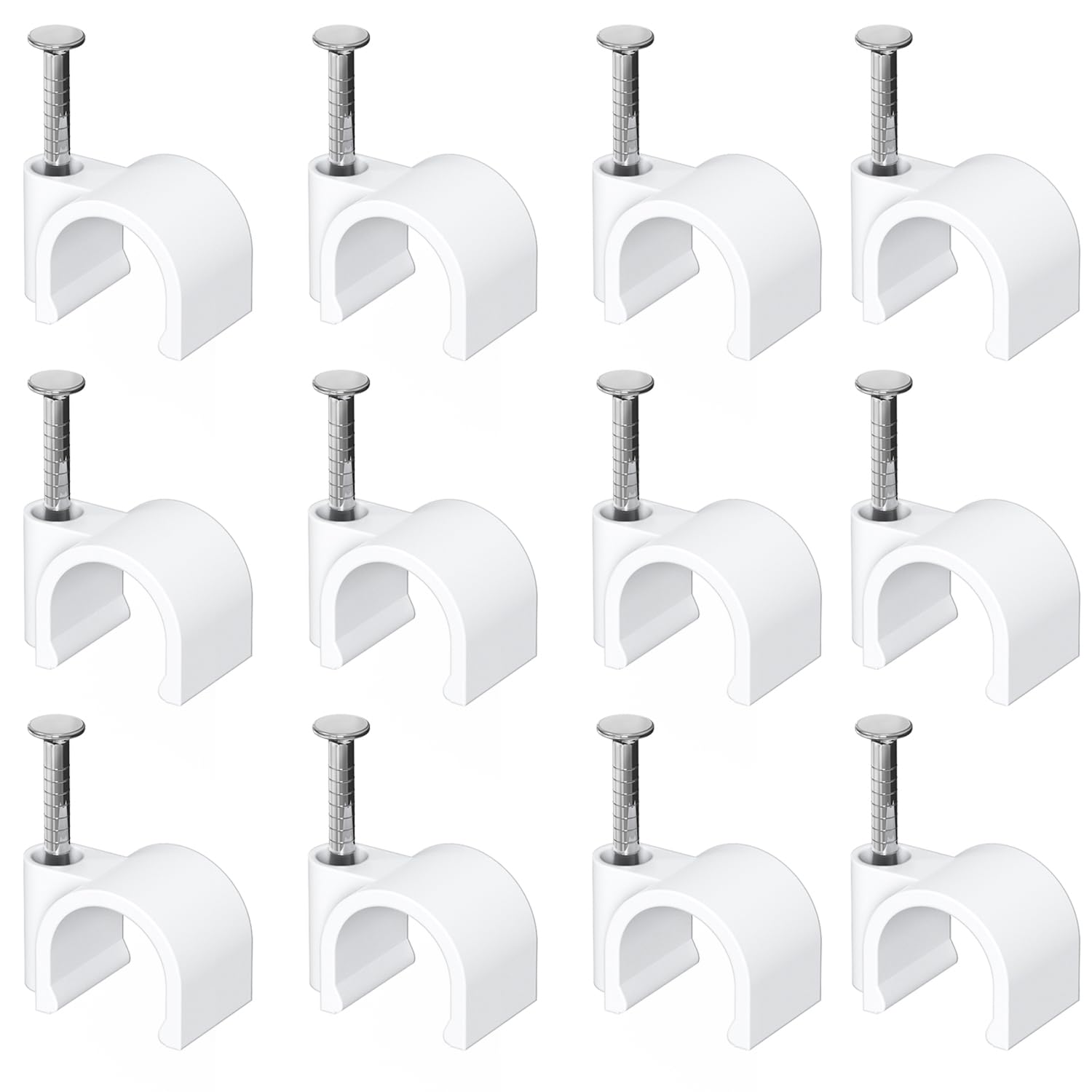 Jadaol Cable Clips with Nails, 400 Pack Cord Wire Clips (5mm 6mm 8mm 10mm), Nail-in Round Cable Tacks for Ethernet Cable, Coaxial, TV, Speaker, Electrical Wire, White