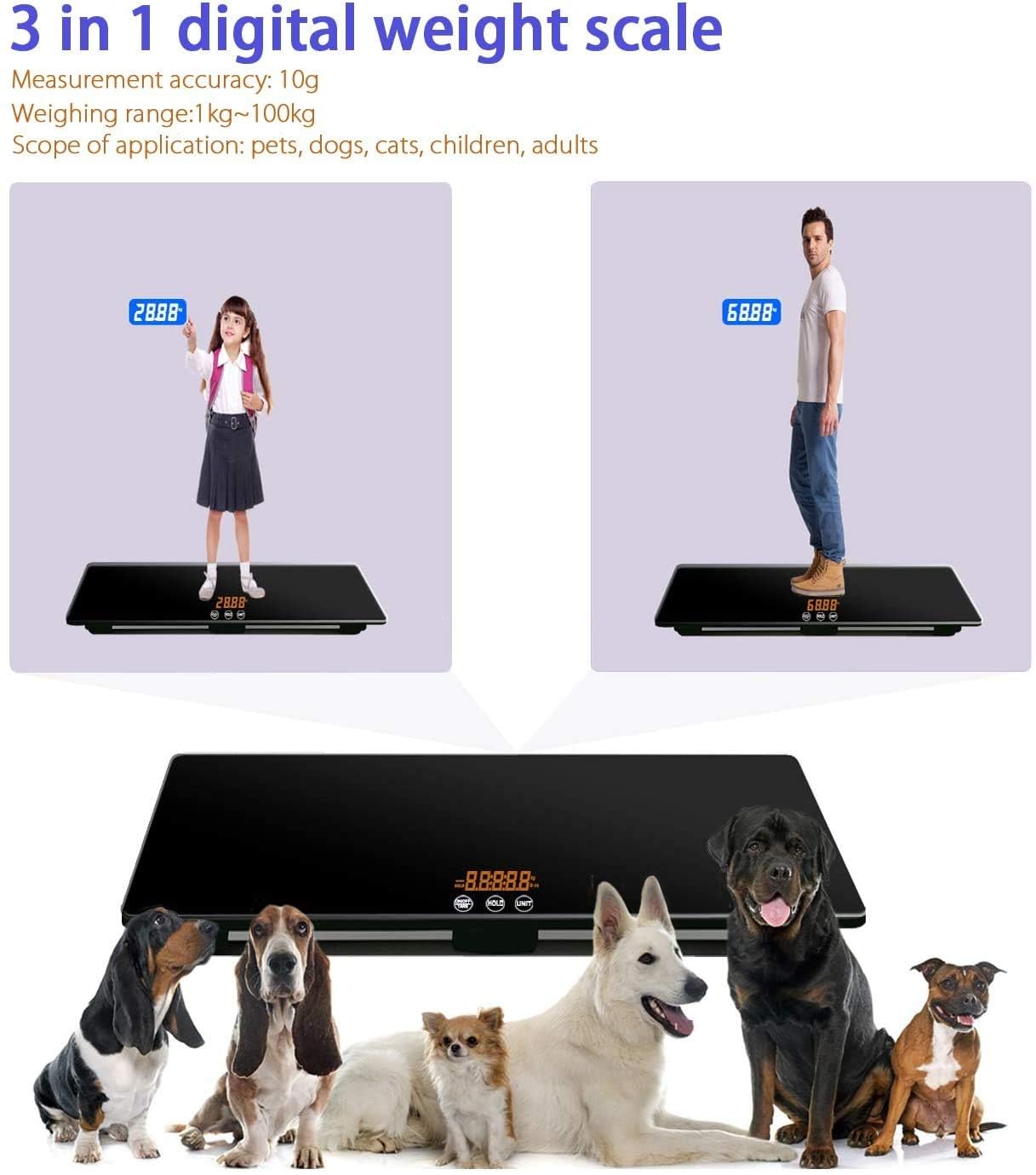 Digital Pet Scale, Baby Scale, Precision±0.08oz, Suitable for Cats, Small Breed Dogs, Infants, and Young Children, Puppies, Mom (27 * 13in)
