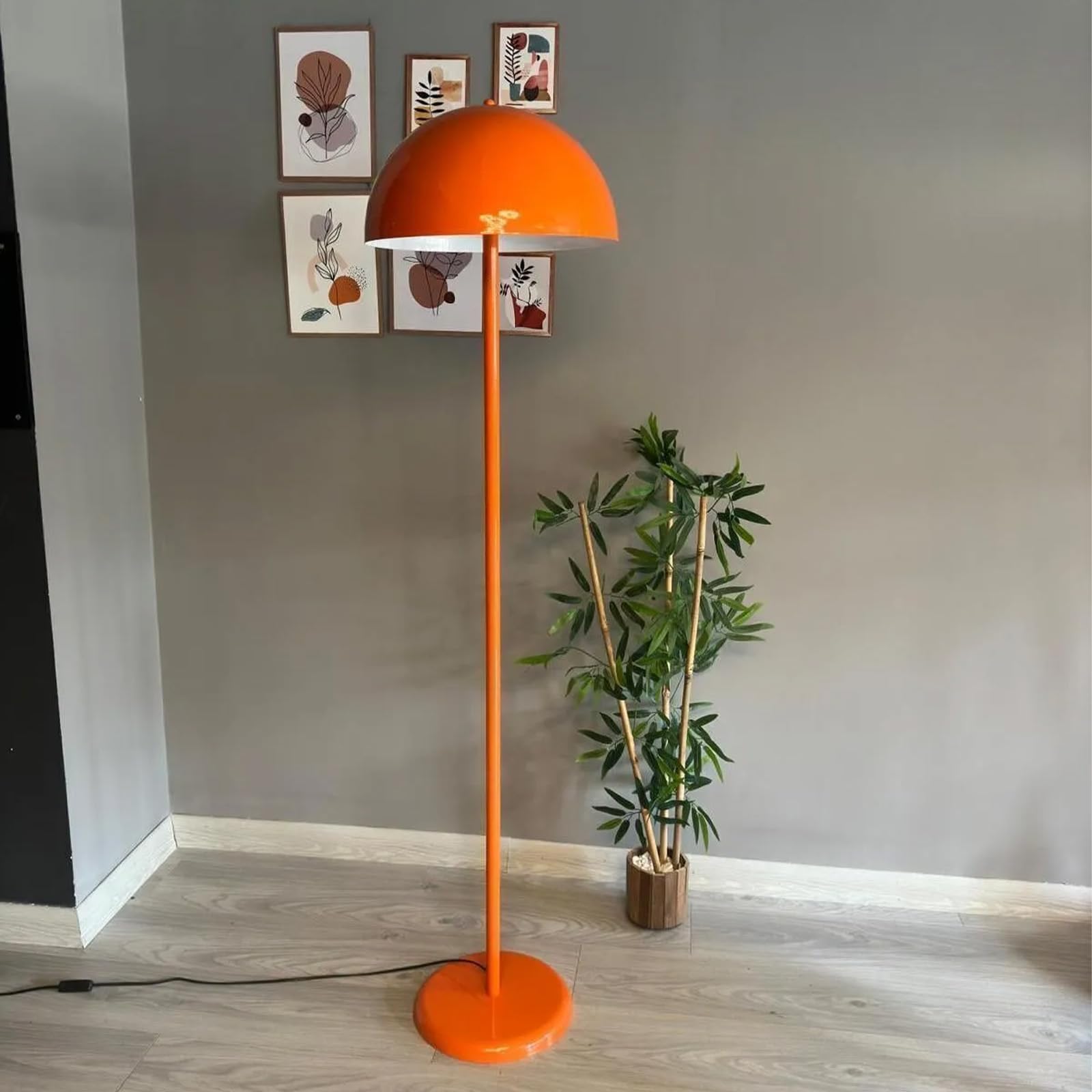 bamyum Gorkiede Lampada da Terra in Metallo, Lampada da Terra per Soggiorno, Camera da Letto, Camera dei Bambini con Attacco E27, Larghezza 40 cm, Arancione