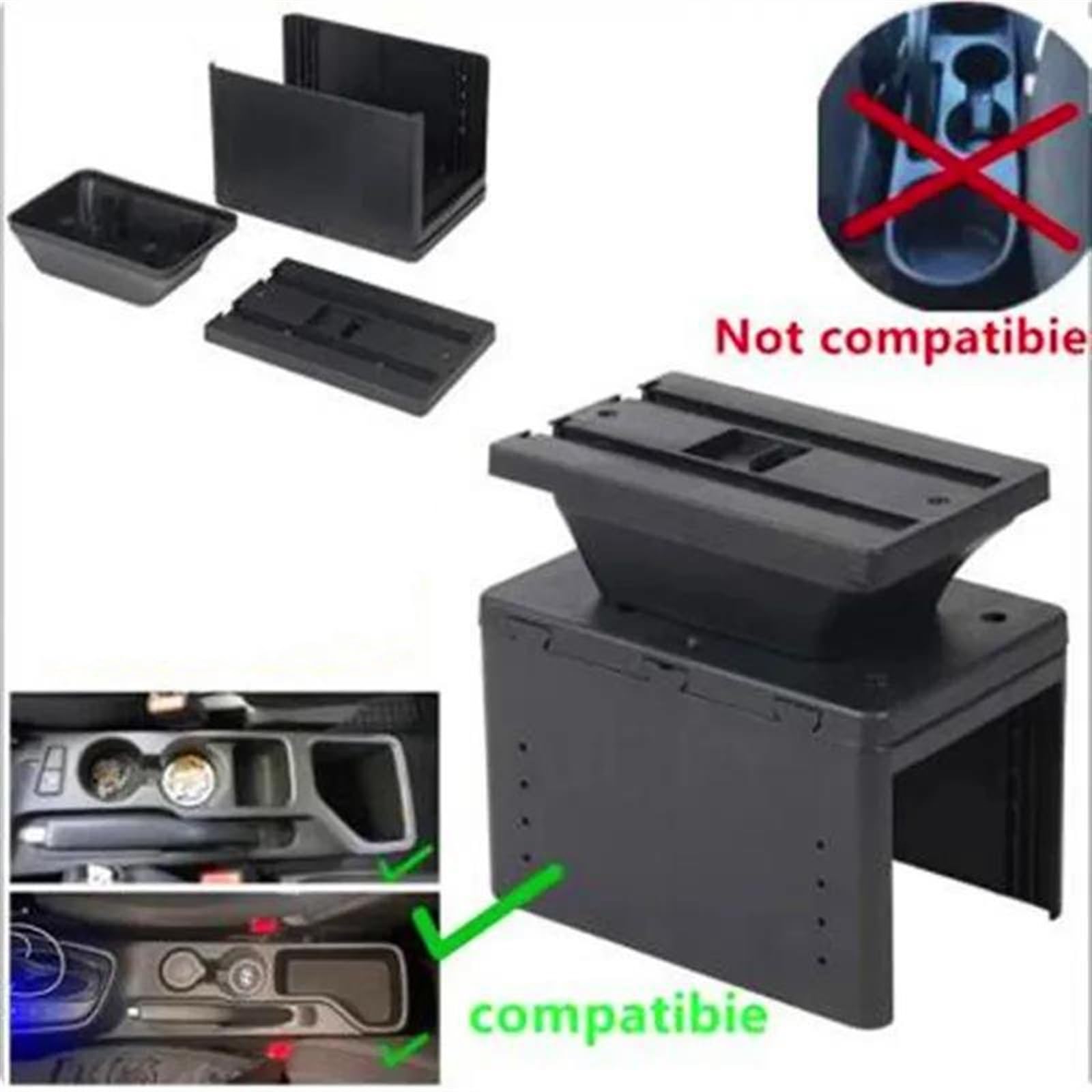 Scatola Bracciolo Con Supporto Multifunzionale Cuscino In PU Accessori Per La Modifica Degli Interni Dell'auto Per I20 2021 2022 Consolle centrale(A black line NO USB)