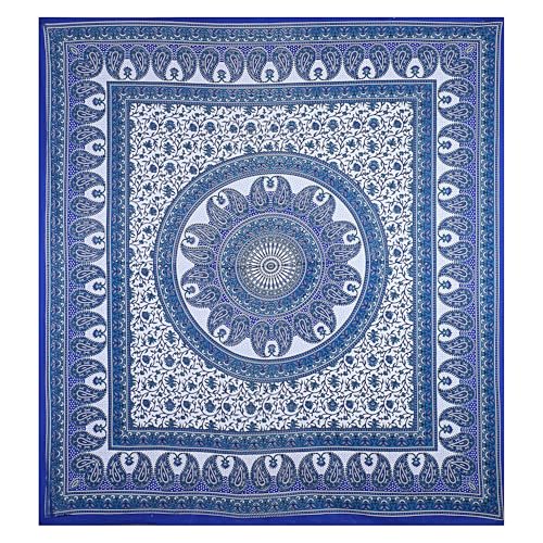 Image of Blend Floral Printed Bedsheet, Blue, Double Bed King Size
