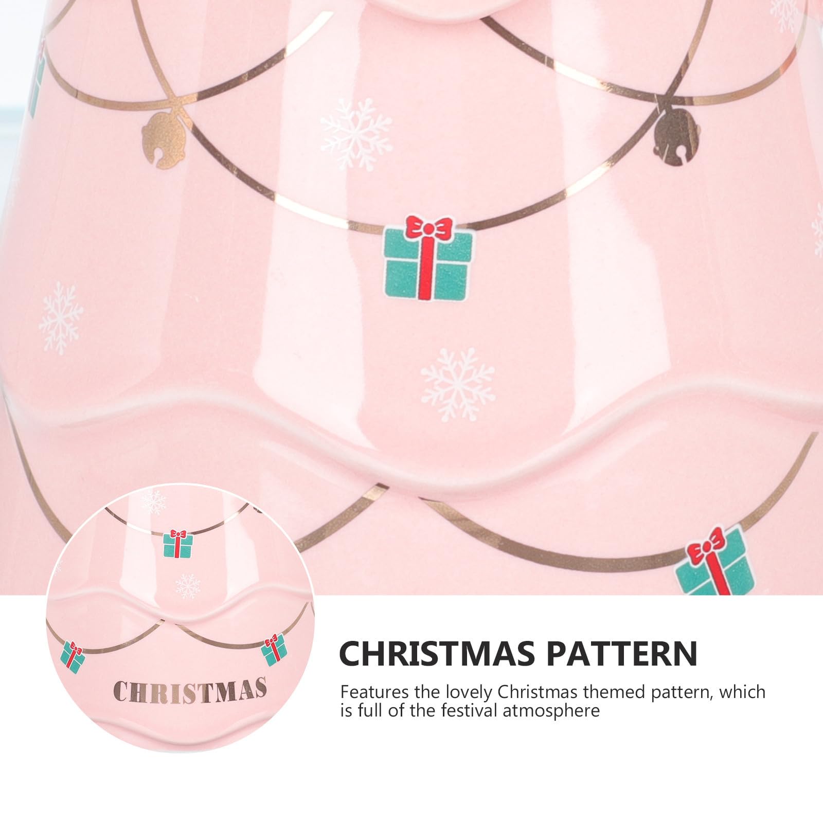 HEALLILY Taza de Cerámica Navideña con Tapa y Cuchara de 500ml, Diseño Creativo de Árbol de Navidad, Resistente al Calor y Práctica para Café en Casa
