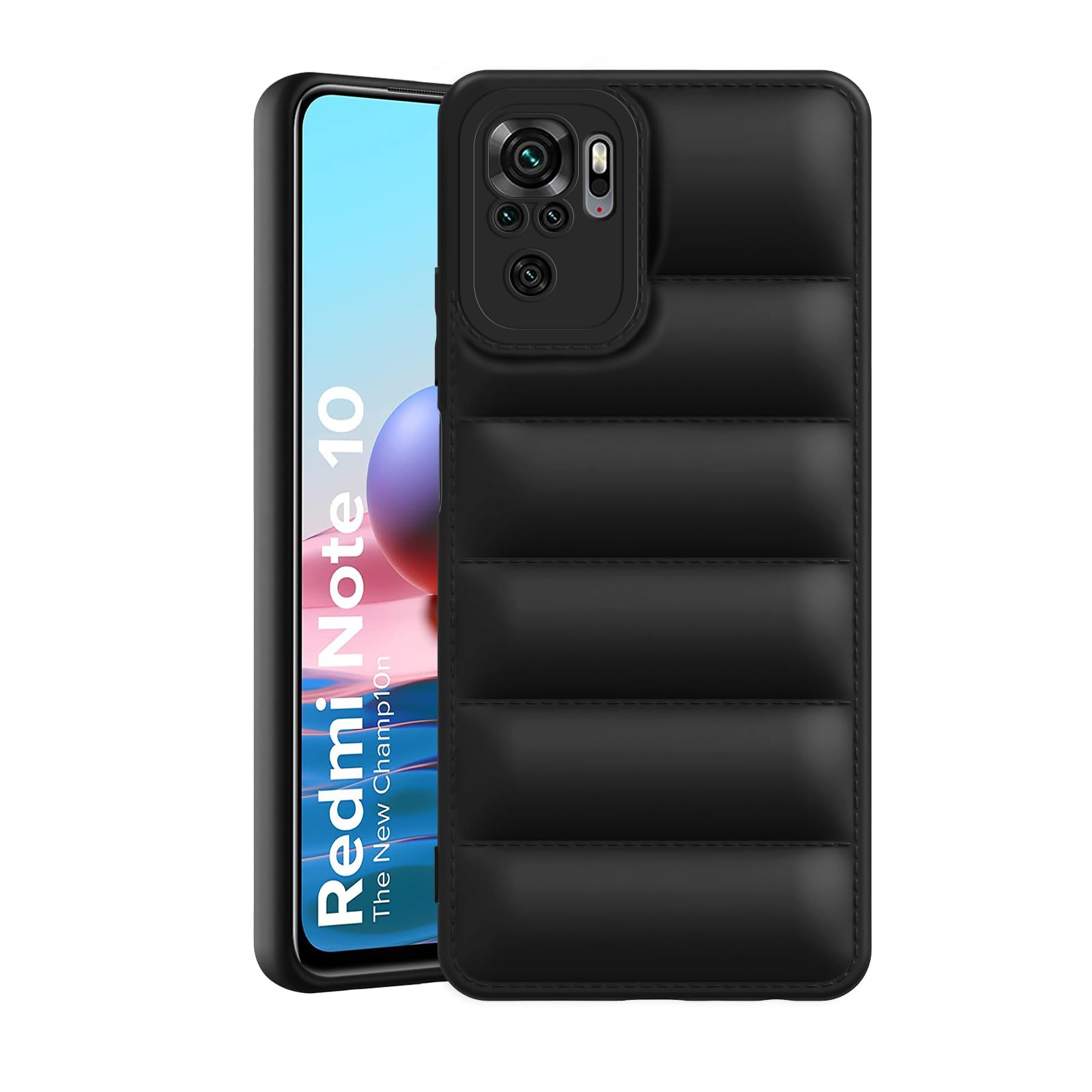 Amazon Brand - Solimo Rubber Puffer Case Camera Protection Soft Back Cover for Mi Redmi Note 10 | Redmi Note 10S | Redmi Note 11 Se | Note 10S - Black (B0CQT7XDP1) Amazon Price History, Amazon Price Tracker
