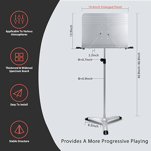 Miniatura 2 de RANMING Soporte de música, soporte plegable de doble uso para partituras y soporte para libro de escritorio, soporte portátil profesional para