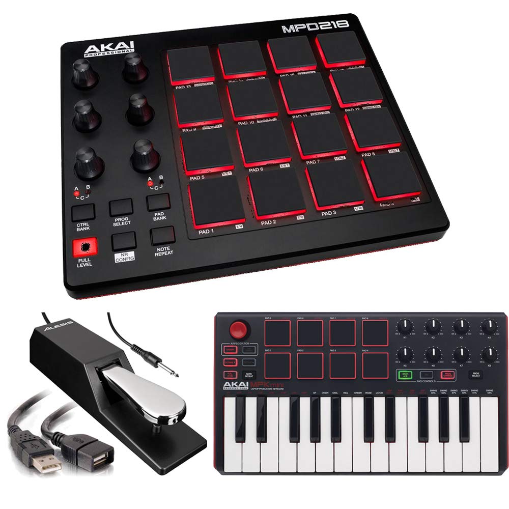 Akai Professional MPD218 | MIDI Drum Pad Controller with Software