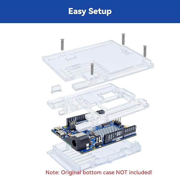SunFounder Coque en acrylique transparent compatible avec Arduino UNO R4 WiFi (boîtier inférieur d'origine non inclus) - 4